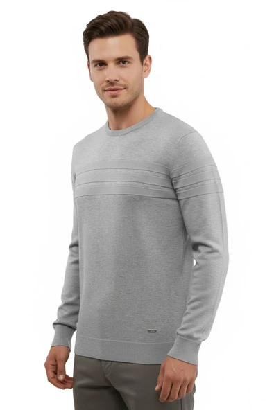 Erkek Sıfır Yaka Kazak Çelik Örgü Klasik Kalıp 5247C BGL-ST04858 - Resim 5