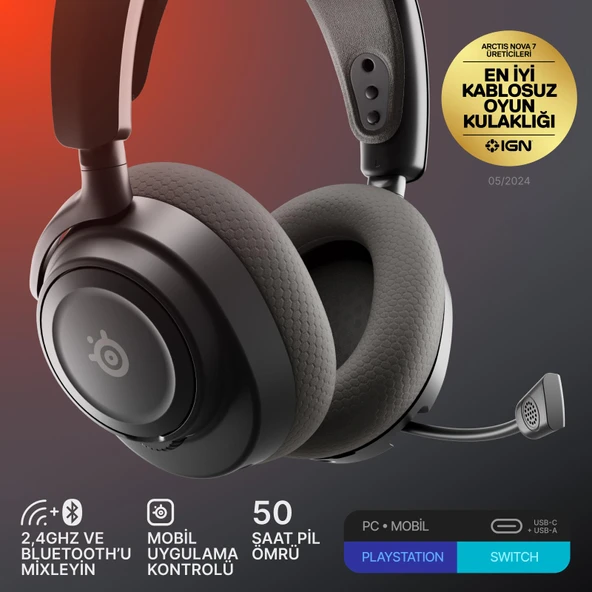SteelSeries Arctis Nova 7 Gen 2 Wireless Oyun Kulaklığı - Siyah - Resim 2