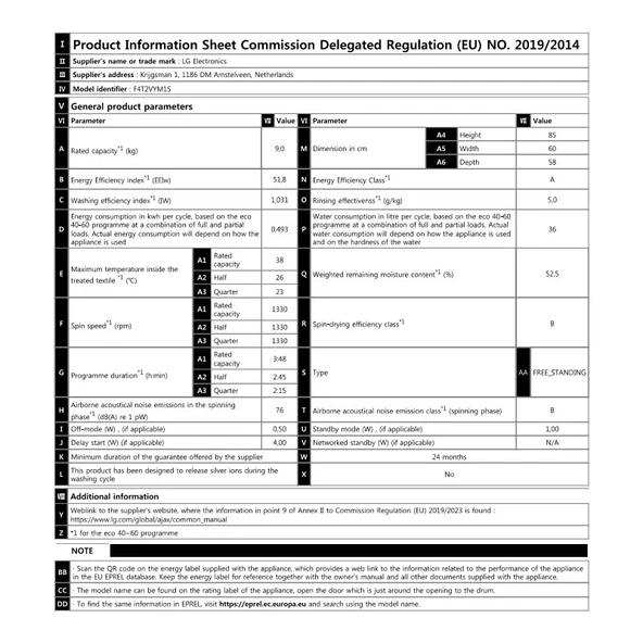 LG F4T2VYM1S Çamaşır Makinesi 9 kg Yıkama 1400 Devir A Enerji Sınıfı Siyah Renk - 5