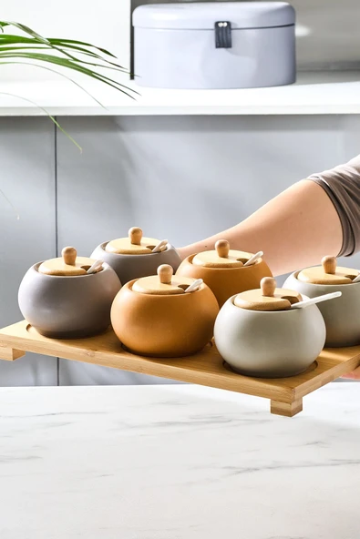 Vıola 6'lı Kaşıklı Standlı Baharat Takımı - Resim 3