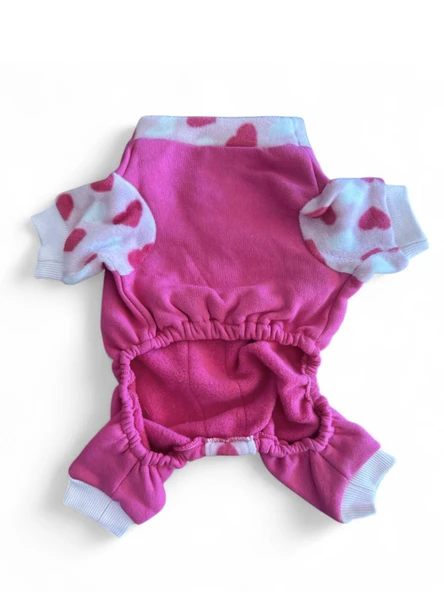Pinky Hearts Polar Köpek Tulum Pijama - 11