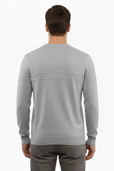 Erkek Sıfır Yaka Kazak Çelik Örgü Klasik Kalıp 5247C BGL-ST04858 - Resim 8