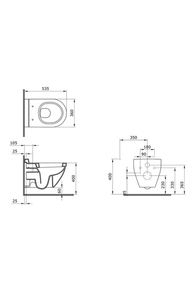 Taormina Arch Asma Klozet Mat Gri Kapak Hariç 1012-006-0128 - 3