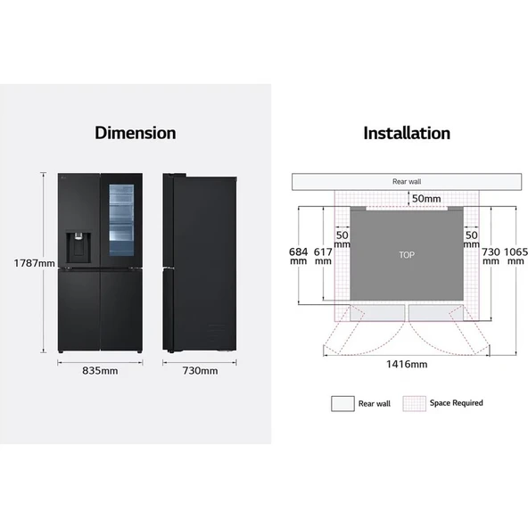 LG Instaview GC-G22FFQYJ Gardırop Tipi No Frost Buzdolabı | Yapay Zeka Destekli | 508 Litre | Mat Siyah Renk - 4