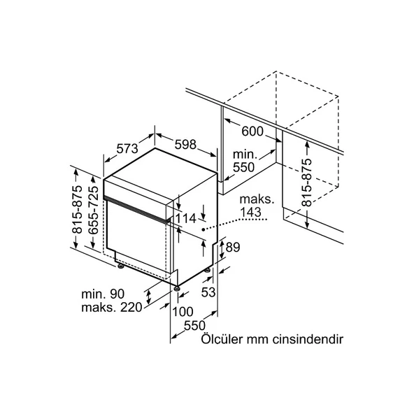 Siemens SN53IW50KT IQ300 D Enerji Sınıfı 4 Programlı Yarı Ankastre Bulaşık Makinesi - 3