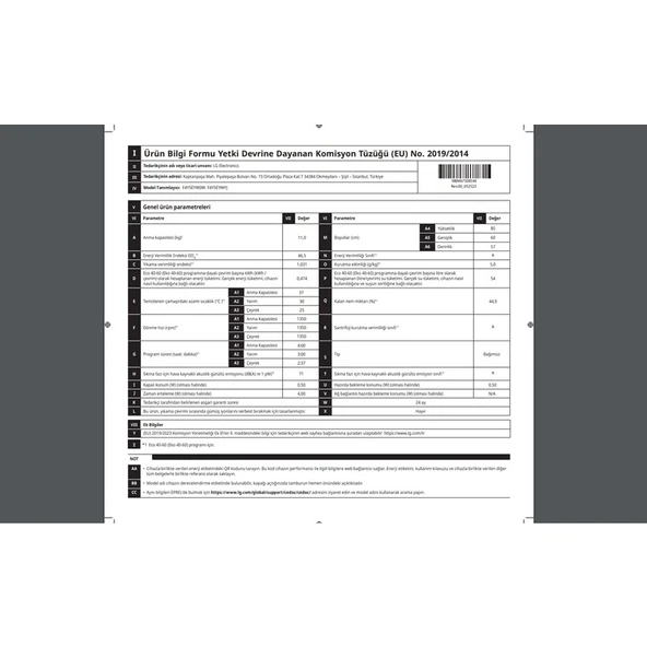 LG F4Y5EYWYJ.AMBPLTK A Enerji Sınıfı 11KG 1400 Devir Çamaşır Makinesi Siyah - 5