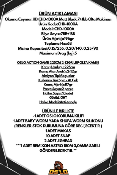 Oslo Action Game 225cm 2-12gr Ceymar 1000 8 Örgü LRF Olta Seti - Resim 2