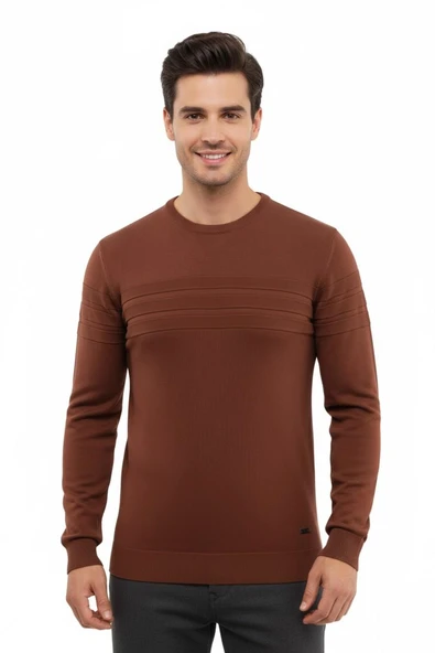 Erkek Sıfır Yaka Kazak Çelik Örgü Klasik Kalıp 5247C BGL-ST04858 - Resim 2