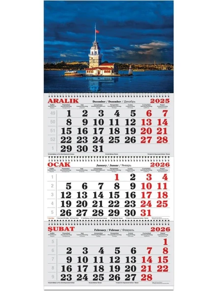 Keskin Color 2026-3 Aylık Spiralli Jumbo Denizci Takvim-İstanbul ürün görseli 1