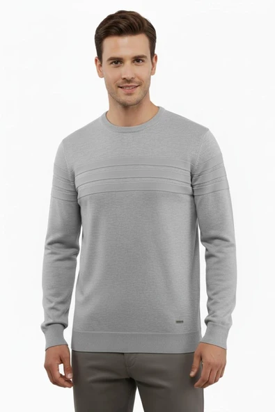 Erkek Sıfır Yaka Kazak Çelik Örgü Klasik Kalıp 5247C BGL-ST04858 - Resim 3