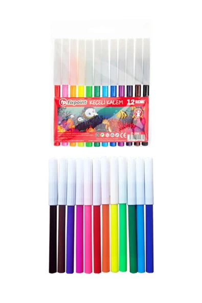Osaka Sulu Boya 12'li Pastel Boya 12'li Silka Kuru Boya 12'li Fixpoint Keçeli Kalem 12'li Okul Seti - 5