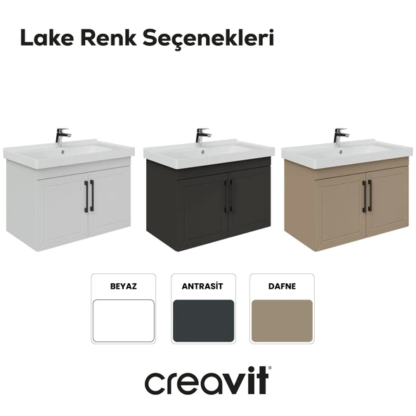 D20 80 cm Kapaklı Lavabo Dolabı Antrasit Lake Kapak - Resim 5