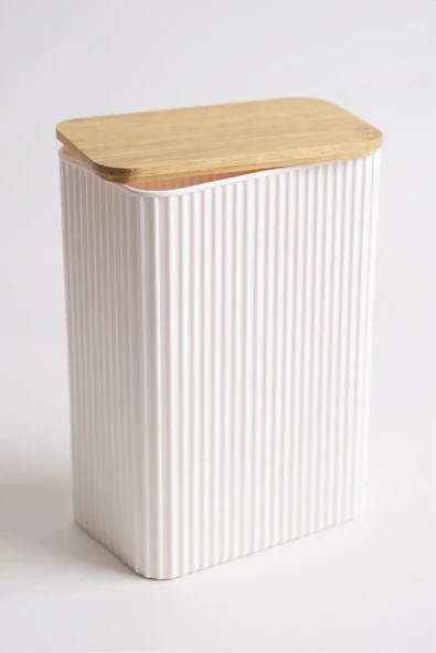 İronika 2 Litre Bambu Kapaklı Erzak Gıda Bakliyat Saklama Kabı Mutfak Organizeri 2 Adet - Resim 3