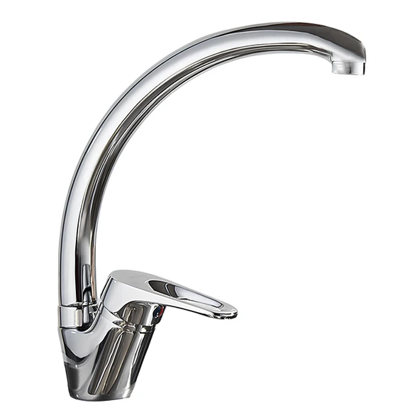 Uzun Batarya Krom Lavabo Banyo Mutfak Musluğu Musluk Mermer Tezgah Üstü Çift Su Giriş Evye Mix - Resim 5