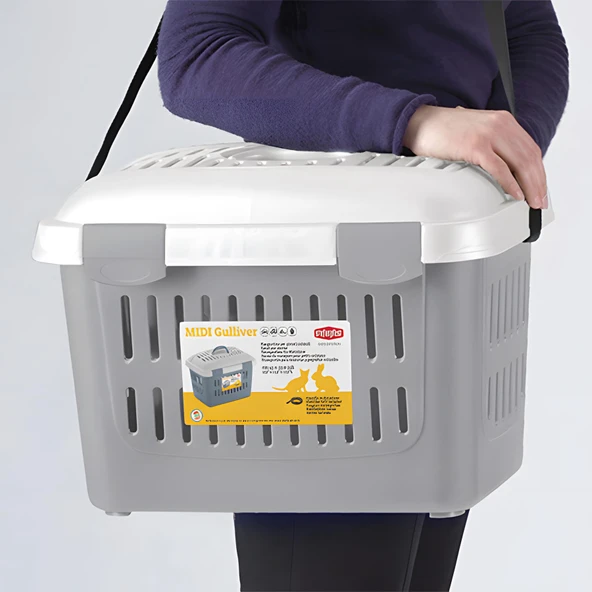 Stefanplast Gulliver Orta Boy Küçük Evcil Hayvan Taşıma Çantası Mavi Beyaz 45x33x33Cm - 3