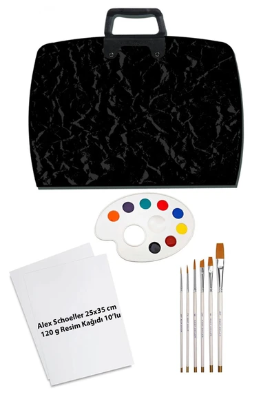Proje Çantası 38x55 cm Alex Schoeller 25x35 Resim Kağıdı Fırça Seti 6'lı Resim Paleti Mimarlık Seti ürün görseli