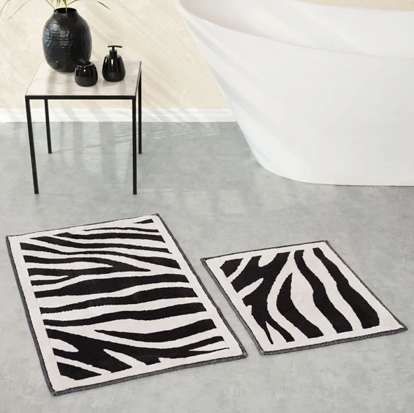 Karaca Home Zebra Siyah 2li Pamuk Banyo Paspası 60x100 cm 50x60 cm ürün görseli