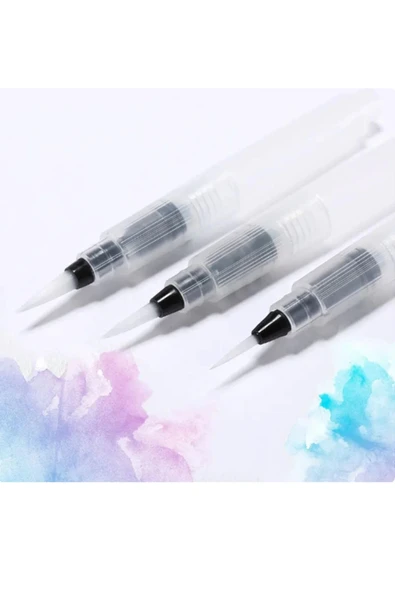 Su Hazneli Fırça Seti 3'lü Sulu Boya Kalemi Kaligrafi Hat Fırçası Sulu Boya Fırçası - Resim 2