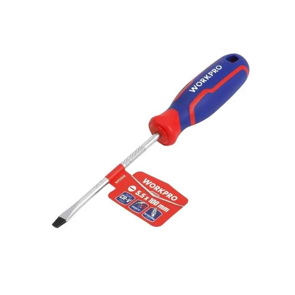 WORKPRO WP221016 5.5x100mm CR-V Manyetik Profesyonel Düz Tornavida - Resim 4
