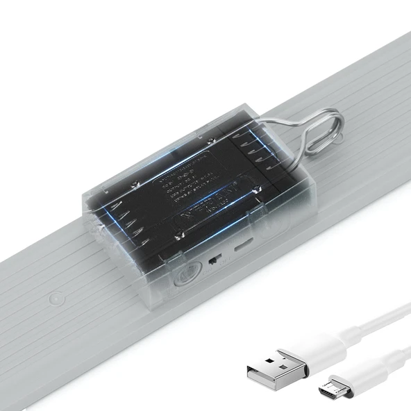 KUMANDALI - ZAMAN - IŞIK GÜCÜ AYARLI METAL ASKILI - USB ŞARJLI LAMBA FENER 20SMD LED (5284) - Resim 4