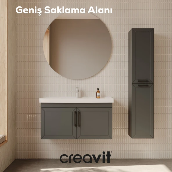 D20 80 cm Kapaklı Lavabo Dolabı Antrasit Lake Kapak - Resim 2