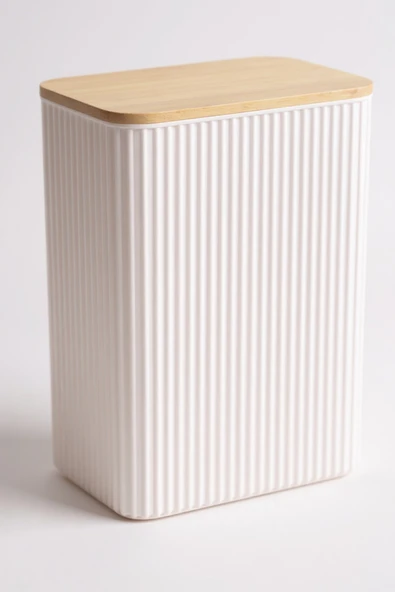 İronika 2 Litre Bambu Kapaklı Erzak Gıda Bakliyat Saklama Kabı Mutfak Organizeri 6 Adet - Resim 2