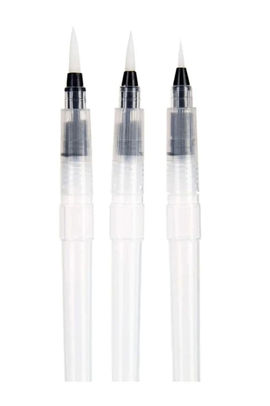 Su Hazneli Fırça Seti 3'lü Sulu Boya Kalemi Kaligrafi Hat Fırçası Sulu Boya Fırçası - Resim 5