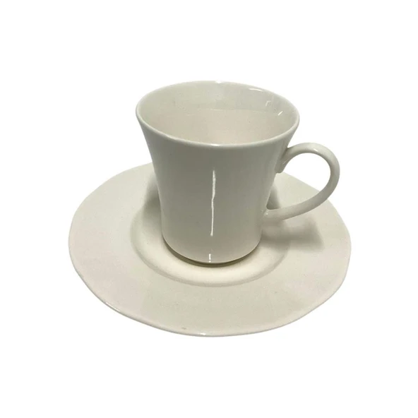 Kütahya Porselen Bone Olympos Sade 12 Parça Çay Fincan Seti
