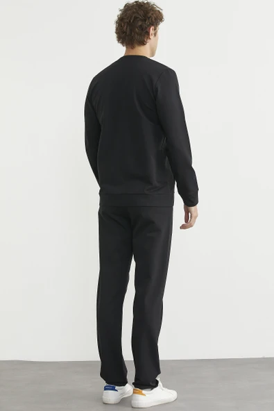 Dik Yaka Fermuarlı Eşofman Takım - Siyah - Resim 6