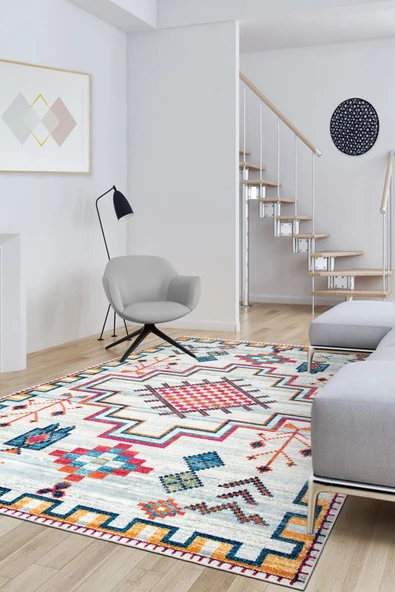 cmn home Dekoratif Özel Tasarım Yıkanabilir,İnce, Kaymaz Tabanlı, Modern Salon Halısı, Mutfak Halısı, Yolluk - 4