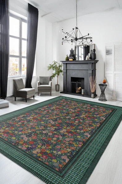 cmn home Dekoratif Özel Tasarım Yıkanabilir,İnce, Kaymaz Tabanlı, Modern Salon Halısı, Mutfak Halısı, Yolluk