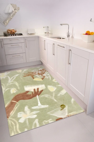 cmn home Dekoratif Özel Tasarım mutfak halısı, Yıkanabilir,İnce, leke tutmaz, Kaymaz tabanlı - 5