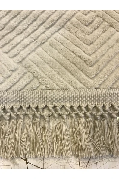 Dinarsu Seria Halı Rölyef Pufy Post Halı Kaymaz Taban Yıkanabilir Yumuşak Yüzey Halı Yolluk - 5