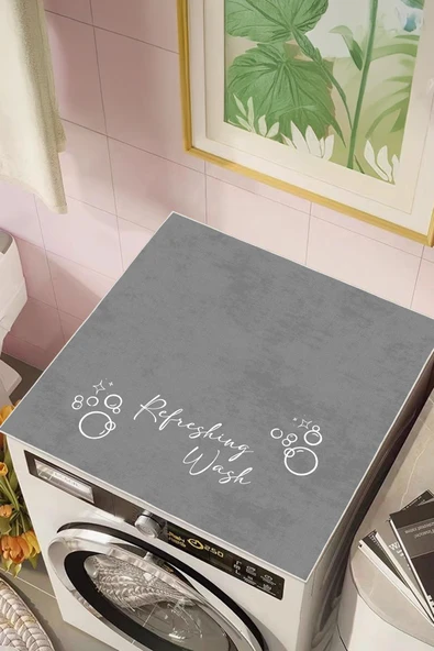 cmn home Kaymaz Tabanlı Çamaşır Makinesi Örtüsü Modern Kullanışlı Yıkanabilir Mat ÇMŞ12 - 4