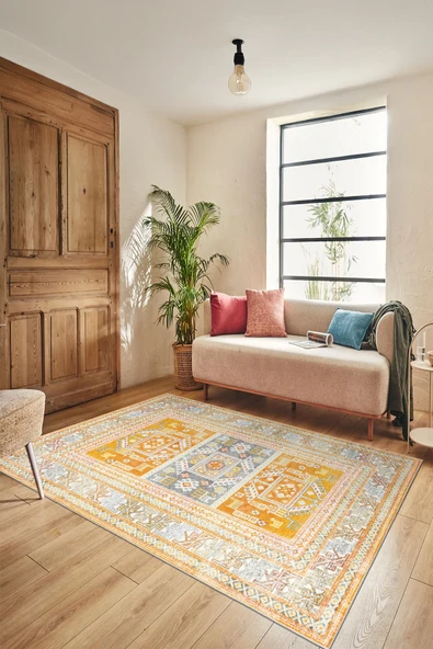 cmn home Dekoratif Özel Tasarım Yıkanabilir,İnce, Kaymaz Tabanlı, Modern Salon Halısı, Mutfak Halısı, Yolluk - 4