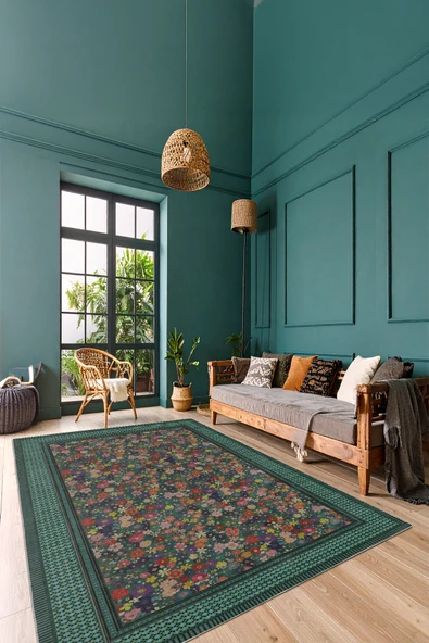 cmn home Dekoratif Özel Tasarım Yıkanabilir,İnce, Kaymaz Tabanlı, Modern Salon Halısı, Mutfak Halısı, Yolluk - 3