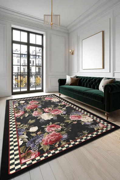 cmn home Dekoratif Özel Tasarım Yıkanabilir,İnce, Kaymaz Tabanlı, Modern Salon Halısı, Mutfak Halısı, Yolluk - 3