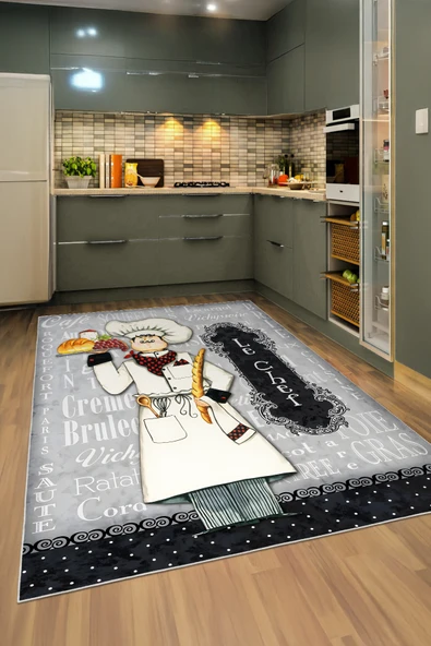 cmn home Dekoratif Özel Tasarım mutfak halısı, Yıkanabilir,İnce, leke tutmaz, Kaymaz tabanlı - 4