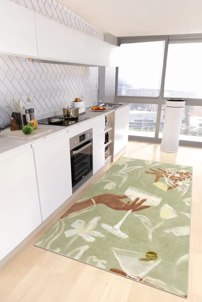cmn home Dekoratif Özel Tasarım mutfak halısı, Yıkanabilir,İnce, leke tutmaz, Kaymaz tabanlı - 3