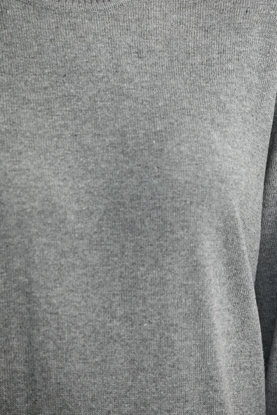 Bisiklet Yaka Yünlü Basic Triko Kazak - Gri - Resim 4