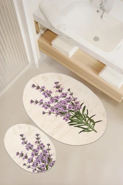 cmn home Özel Tasarım, Kaymaz Taban, İnce, Yıkanabilir, Modern Banyo Paspas Takımı - 60x100 - 50x60 - 3