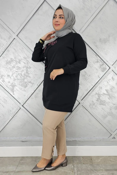KADIN DİKME VE BAĞUCU DETAYLI TESETTÜR TUNİK - Resim 4