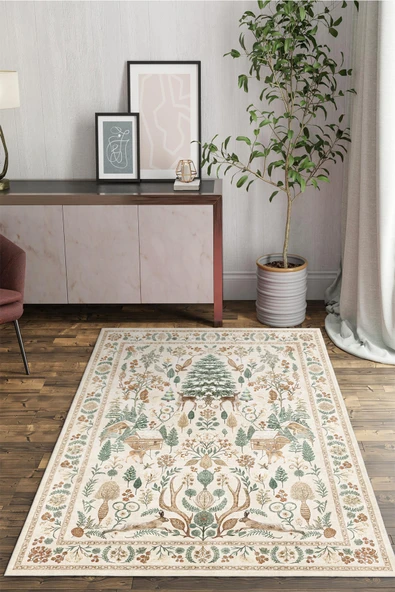 cmn home Dekoratif Özel Tasarım Yıkanabilir,İnce, Kaymaz Tabanlı, Modern Halı FR77