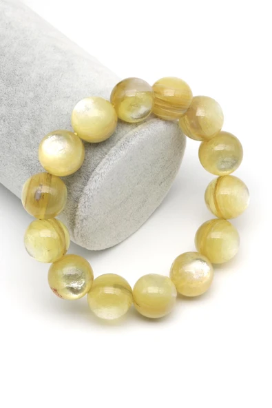 Sarı Lepidolit Doğal Taş Bileklik 15 mm Küre Kesim - BLK-2015 ürün görseli