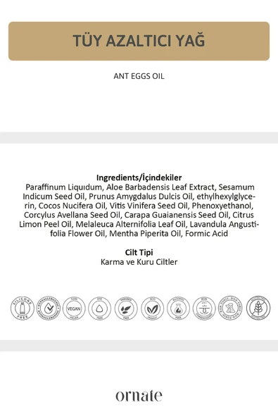ORNATE ORNATE Karınca Yumurtası Bakım Yağı 20 ml Vegan Formic Asit Aloe Vera Kuru Ve Hassas Ciltler - Resim 5