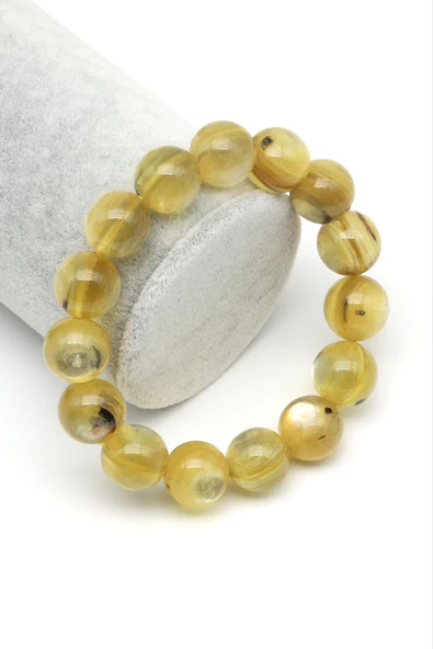 Sarı Lepidolit Doğal Taş Bileklik 13 mm Küre Kesim - BLK-2014 ürün görseli