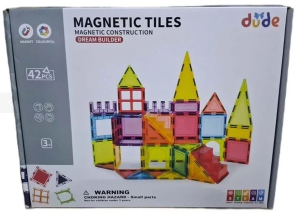Manyetik Tiles Renkli 42 Parça Manyetik Yapı Magnetic Bloklar ürün görseli 1
