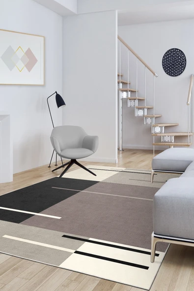 cmn home Dekoratif Özel Tasarım Yıkanabilir,İnce, Kaymaz Tabanlı, Modern Salon Halısı, Mutfak Halısı, Yolluk - 4