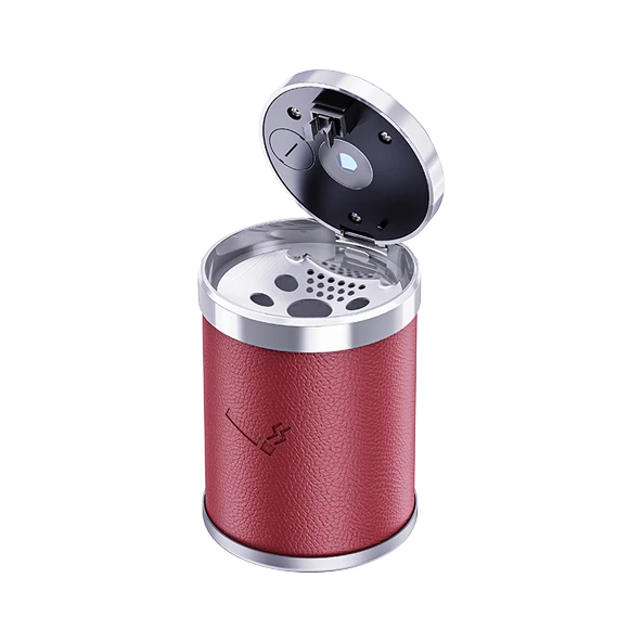 Işıklı küllük deri kaplamalı-basmalı bordo / ICKU60-1 ürün görseli 1