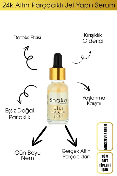 SHAKA 24k Altın Parçacıkları İle Yoğun Nem Sağlayıcı Profesyonel Cilt Bakım Serumu 20 ml ürün görseli